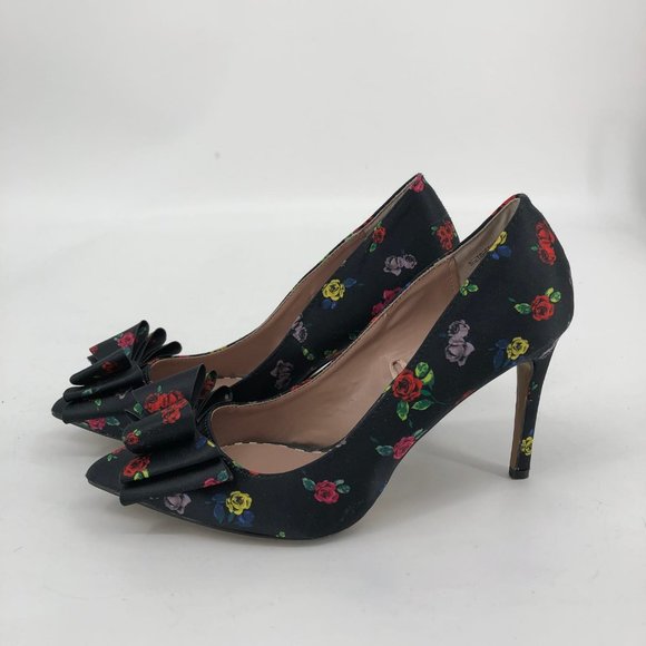 Betsey Johnson Black & Red Floral Stiletto Heels | Perfect For Any Occasion - Picture 2 of 9